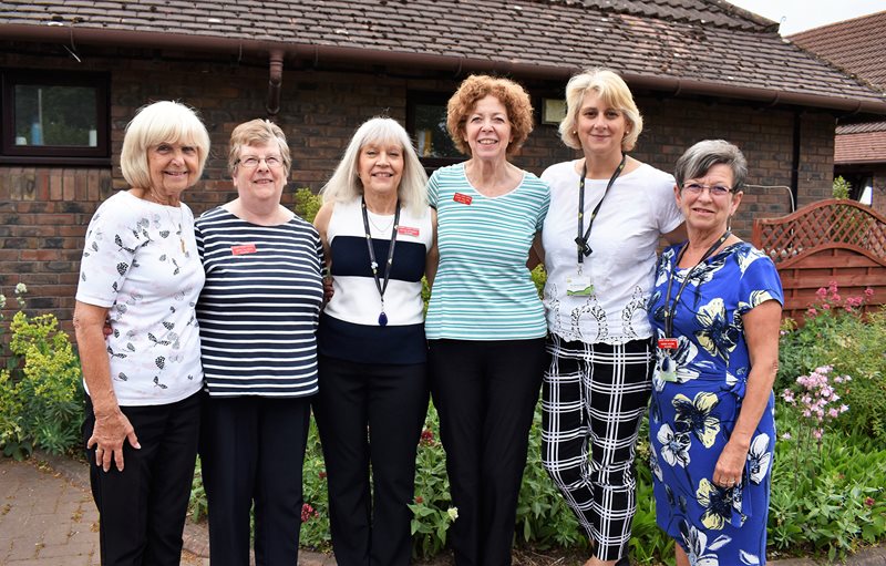 Lindsey Lodge Hospice volunteers are pictured at the Hospice with Volunteer Services Manager Nerissa Gallagher (second right).