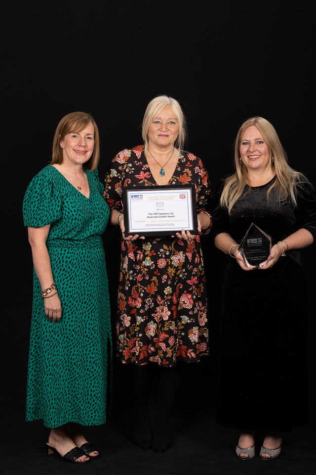 Pictured from left to right: Lindsey Lodge Support Services Manager Kay Fowler; Operational Matron Karen Andrew and Fundraising Manager Kirsty Walker are pictured with their Award.