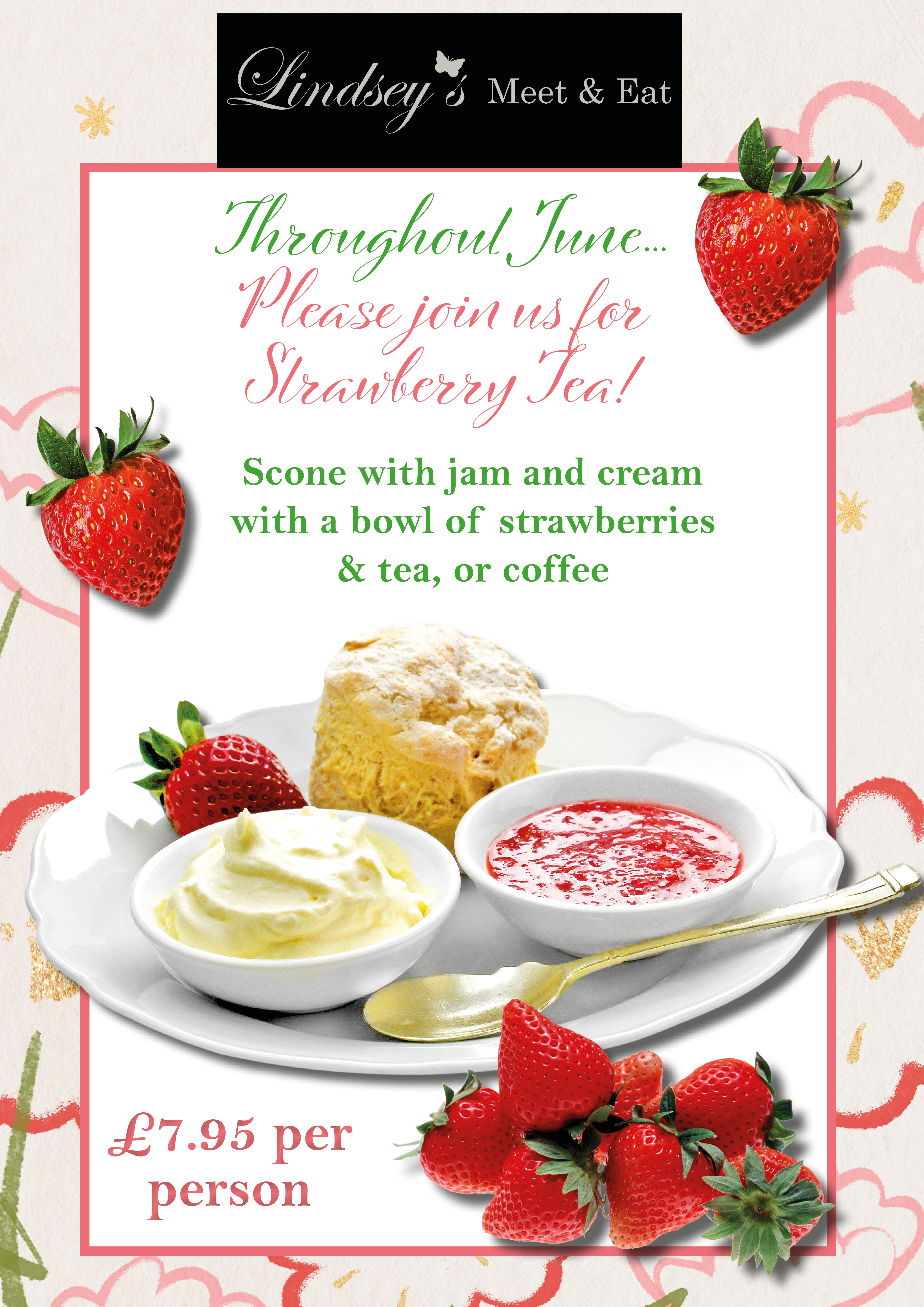 poster offering strawberry tea