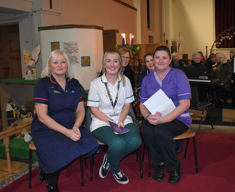 : From left to right: Lindsey Lodge Hospice Operational Matron Karen Andrew; Advanced Care Practitioner Sarah Hodge, Trustee/Deputy Chair Dr Pat Webster, Inpatient Unit Manager Elaine Bradley and Advanced Assistant/Complimentary Therapist Jo Price are pictured at the Light up a Life Service at St Hugh’s Church.