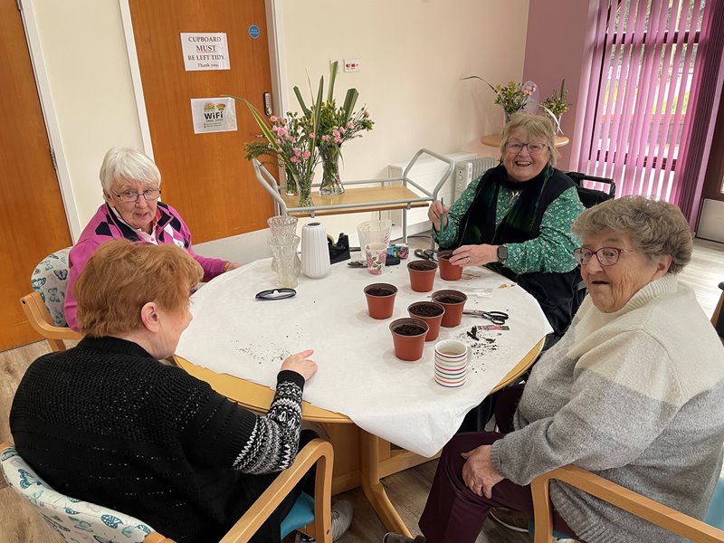 photo of patients planting seeds in pots